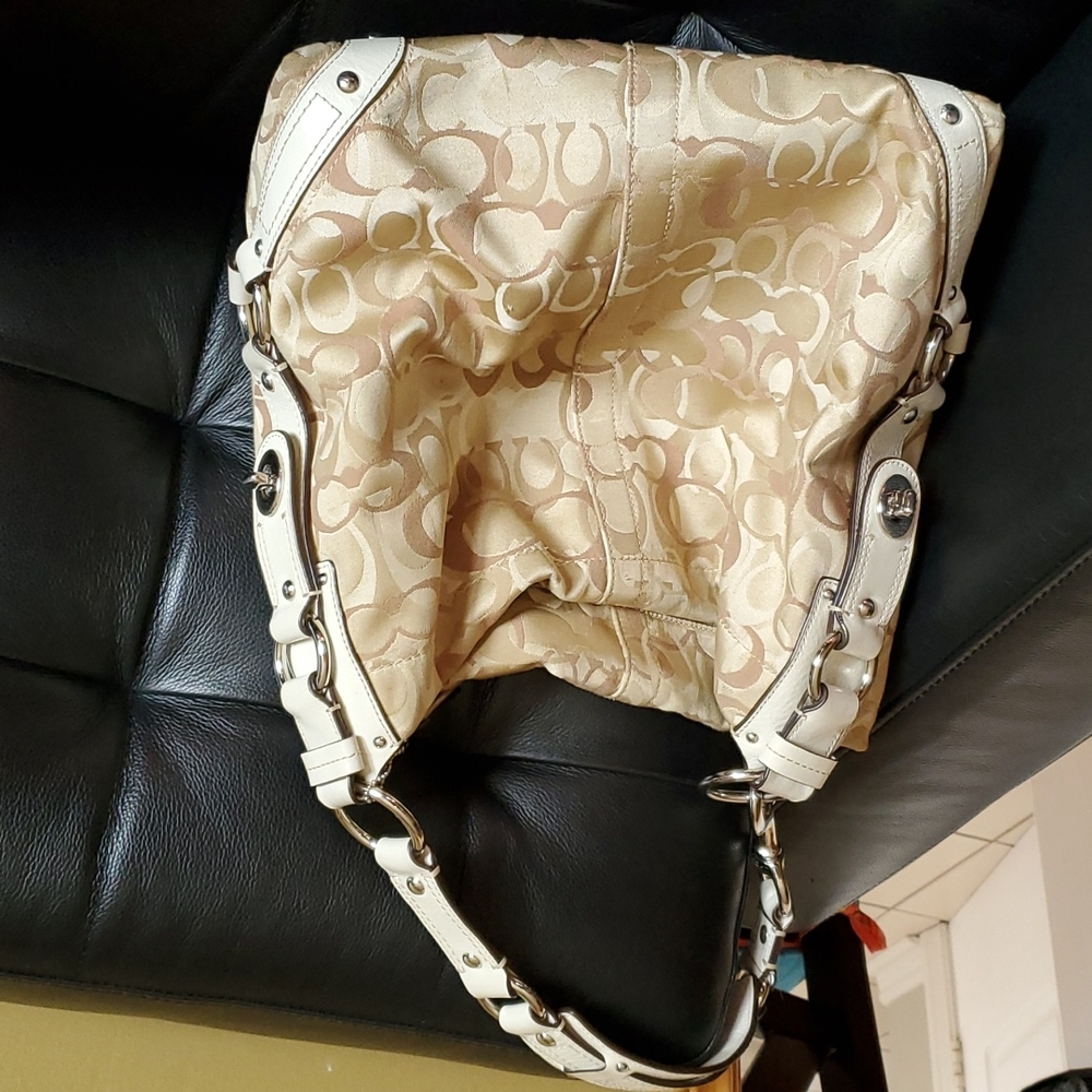 Coach leather and sateen bag